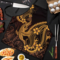 Gold Black Aloha Hawaii Apron Polynesian Shark Tattoo With Plumeria - Polynesian Pride