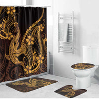 Gold Black Aloha Hawaii Bathroom Set Polynesian Shark Tattoo With Plumeria LT14 Bathroom Set (4 pcs) Gold - Polynesian Pride