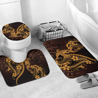 Gold Black Aloha Hawaii Bathroom Set Polynesian Shark Tattoo With Plumeria LT14 Mat Set Only (3 pcs) One Size Gold - Polynesian Pride