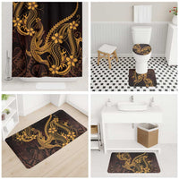 Gold Black Aloha Hawaii Bathroom Set Polynesian Shark Tattoo With Plumeria LT14 - Polynesian Pride