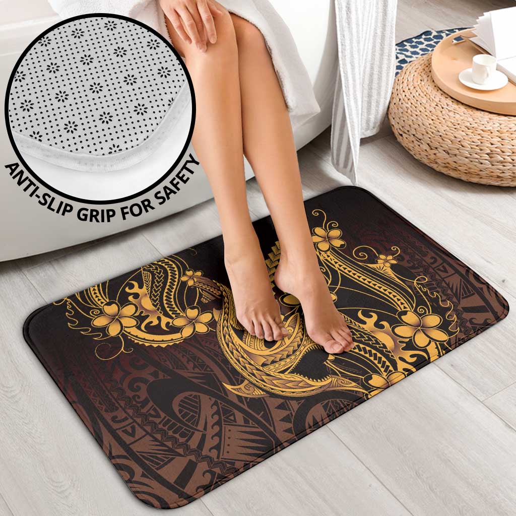 Gold Black Aloha Hawaii Bathroom Set Polynesian Shark Tattoo With Plumeria LT14 - Polynesian Pride