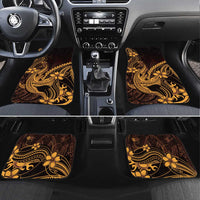 Gold Black Aloha Hawaii Car Mats Polynesian Shark Tattoo With Plumeria - Polynesian Pride