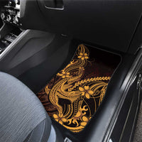 Gold Black Aloha Hawaii Car Mats Polynesian Shark Tattoo With Plumeria - Polynesian Pride