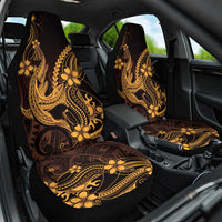 Gold Black Aloha Hawaii Car Seat Cover Polynesian Shark Tattoo With Plumeria - Polynesian Pride