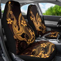 Gold Black Aloha Hawaii Car Seat Cover Polynesian Shark Tattoo With Plumeria - Polynesian Pride