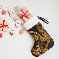 Gold Black Aloha Hawaii Christmas Stocking Polynesian Shark Tattoo With Plumeria - Polynesian Pride