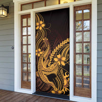 Gold Black Aloha Hawaii Door Cover Polynesian Shark Tattoo With Plumeria - Polynesian Pride