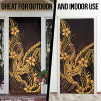 Gold Black Aloha Hawaii Door Cover Polynesian Shark Tattoo With Plumeria - Polynesian Pride