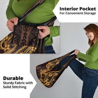 Gold Black Aloha Hawaii Grocery Bag Polynesian Shark Tattoo With Plumeria - Polynesian Pride