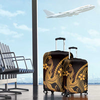 Gold Black Aloha Hawaii Luggage Cover Polynesian Shark Tattoo With Plumeria - Polynesian Pride
