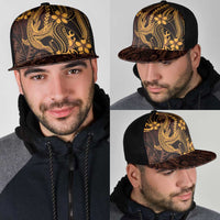 Gold Black Aloha Hawaii Mesh Trucker Cap Polynesian Shark Tattoo With Plumeria - Polynesian Pride