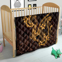 Gold Black Aloha Hawaii Quilt Polynesian Shark Tattoo With Plumeria - Polynesian Pride