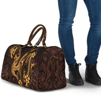 Gold Black Aloha Hawaii Travel Bag Polynesian Shark Tattoo With Plumeria - Polynesian Pride