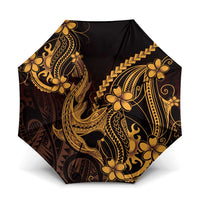 Gold Black Aloha Hawaii Umbrella Polynesian Shark Tattoo With Plumeria - Polynesian Pride