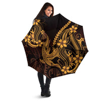 Gold Black Aloha Hawaii Umbrella Polynesian Shark Tattoo With Plumeria - Polynesian Pride