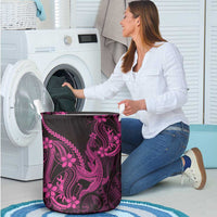 Pink Black Aloha Hawaii Laundry Basket Polynesian Shark Tattoo With Plumeria - Polynesian Pride
