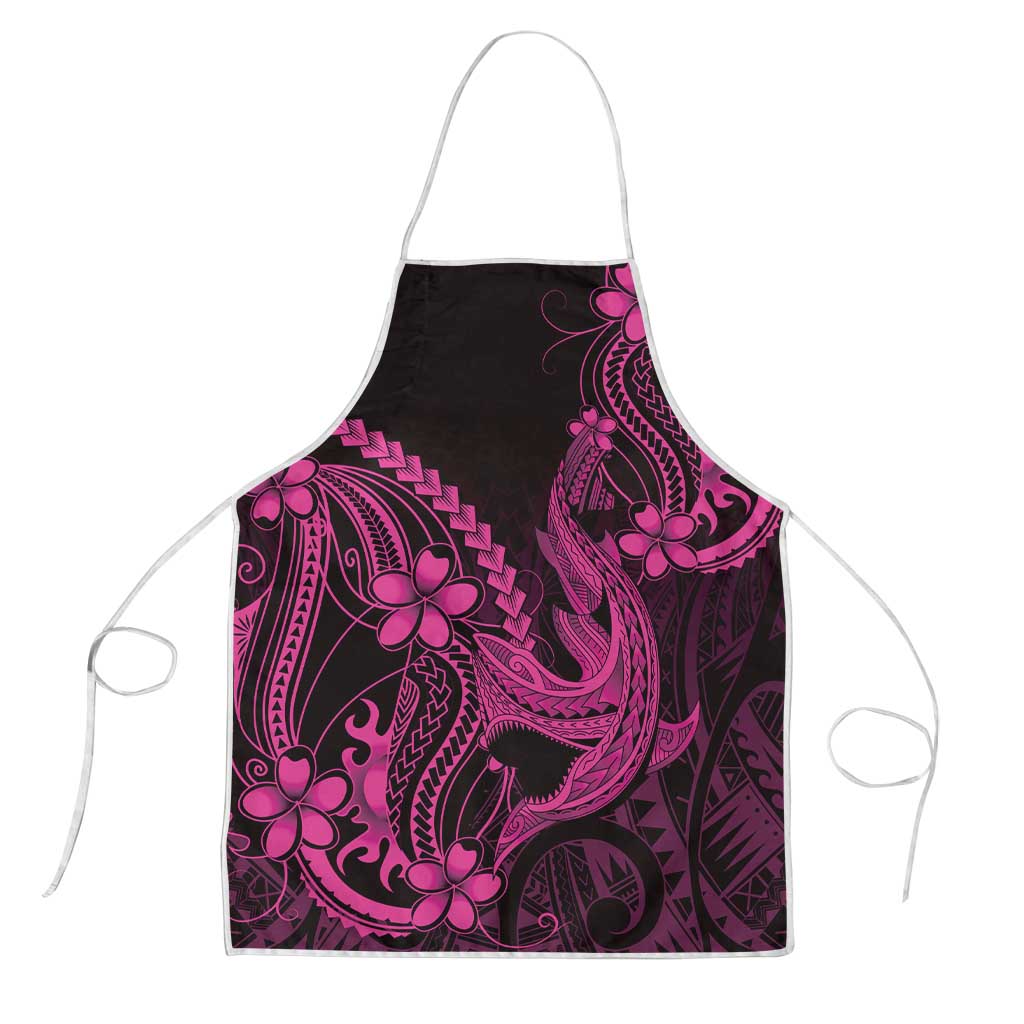 Pink Black Aloha Hawaii Apron Polynesian Shark Tattoo With Plumeria - Polynesian Pride