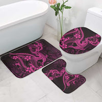 Pink Black Aloha Hawaii Bathroom Set Polynesian Shark Tattoo With Plumeria - Polynesian Pride