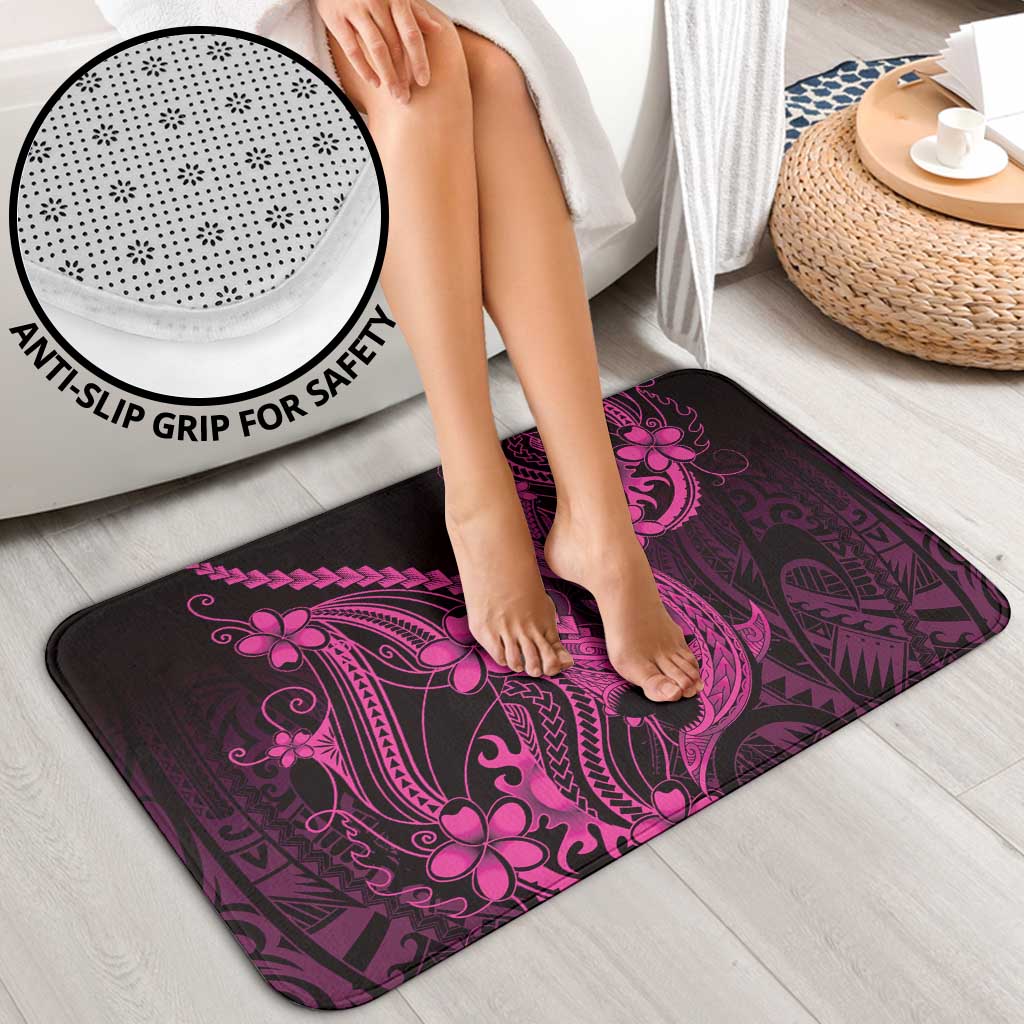 Pink Black Aloha Hawaii Bathroom Set Polynesian Shark Tattoo With Plumeria - Polynesian Pride