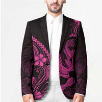 Pink Black Aloha Hawaii Blazer Polynesian Shark Tattoo With Plumeria - Polynesian Pride