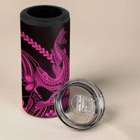 Pink Black Aloha Hawaii 4 in 1 Can Cooler Tumbler Polynesian Shark Tattoo With Plumeria - Polynesian Pride