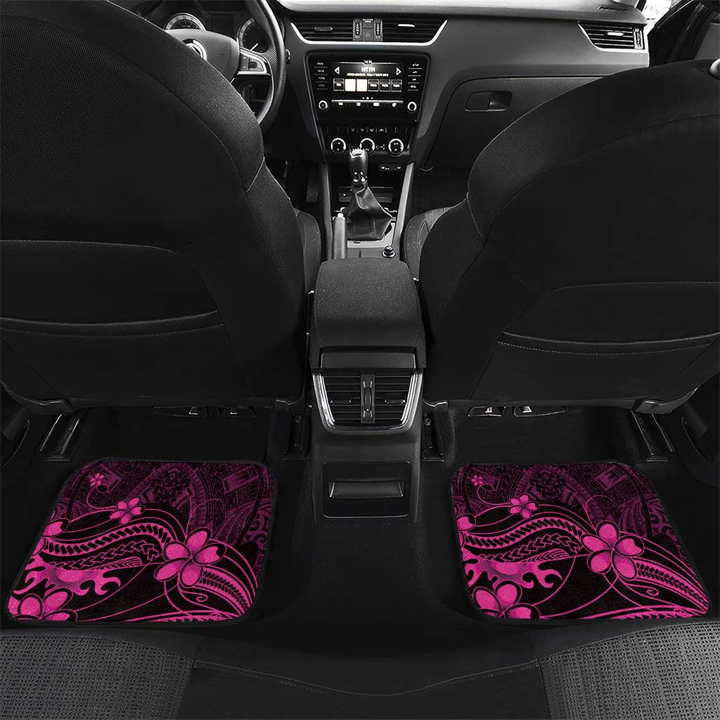 Pink Black Aloha Hawaii Car Mats Polynesian Shark Tattoo With Plumeria - Polynesian Pride