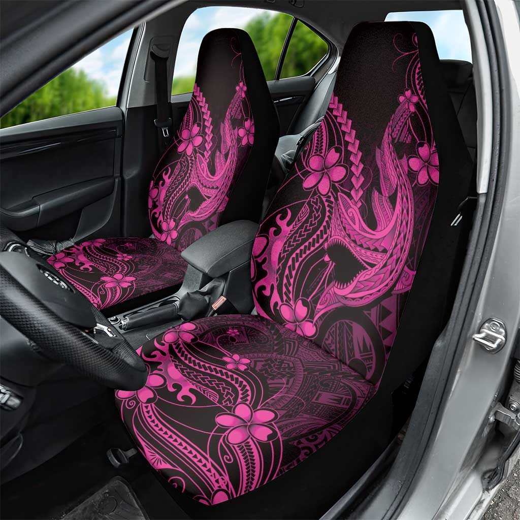 Pink Black Aloha Hawaii Car Seat Cover Polynesian Shark Tattoo With Plumeria - Polynesian Pride