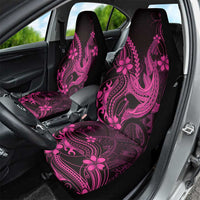 Pink Black Aloha Hawaii Car Seat Cover Polynesian Shark Tattoo With Plumeria - Polynesian Pride