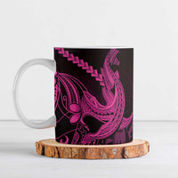 Pink Black Aloha Hawaii Ceramic Mug Polynesian Shark Tattoo With Plumeria - Polynesian Pride