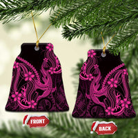 Pink Black Aloha Hawaii Ceramic Ornament Polynesian Shark Tattoo With Plumeria - Polynesian Pride