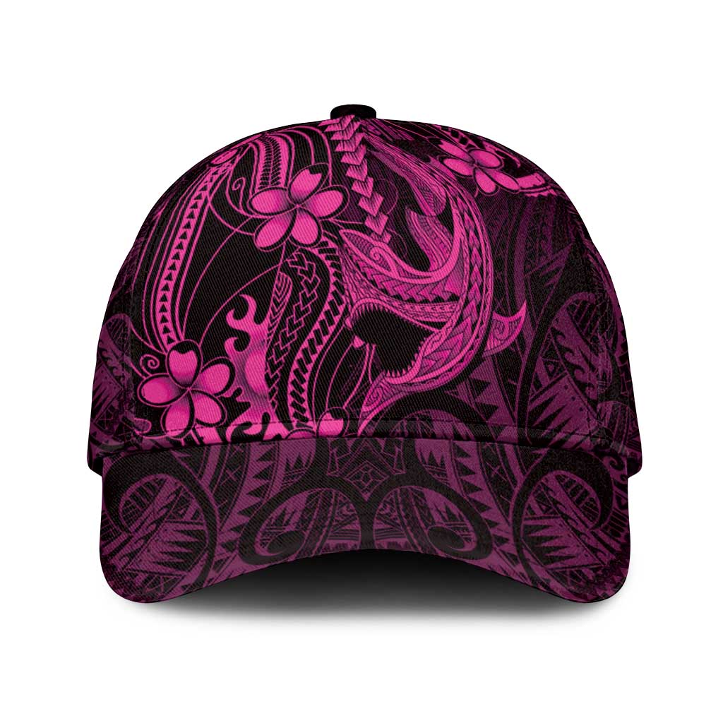 Pink Black Aloha Hawaii Classic Cap Polynesian Shark Tattoo With Plumeria - Polynesian Pride