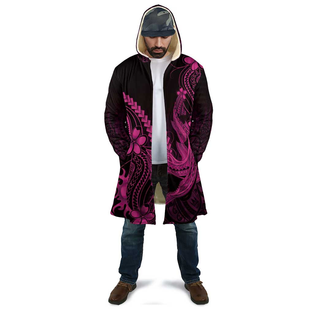 Pink Black Aloha Hawaii Cloak Polynesian Shark Tattoo With Plumeria - Polynesian Pride