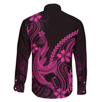 Pink Black Aloha Hawaii Family Matching Mermaid Dress and Hawaiian Shirt Polynesian Shark Tattoo With Plumeria - Polynesian Pride