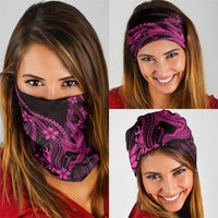 Pink Black Aloha Hawaii Neck Gaiter Polynesian Shark Tattoo With Plumeria - Polynesian Pride