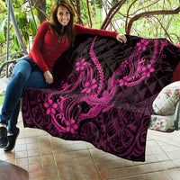 Pink Black Aloha Hawaii Quilt Polynesian Shark Tattoo With Plumeria - Polynesian Pride