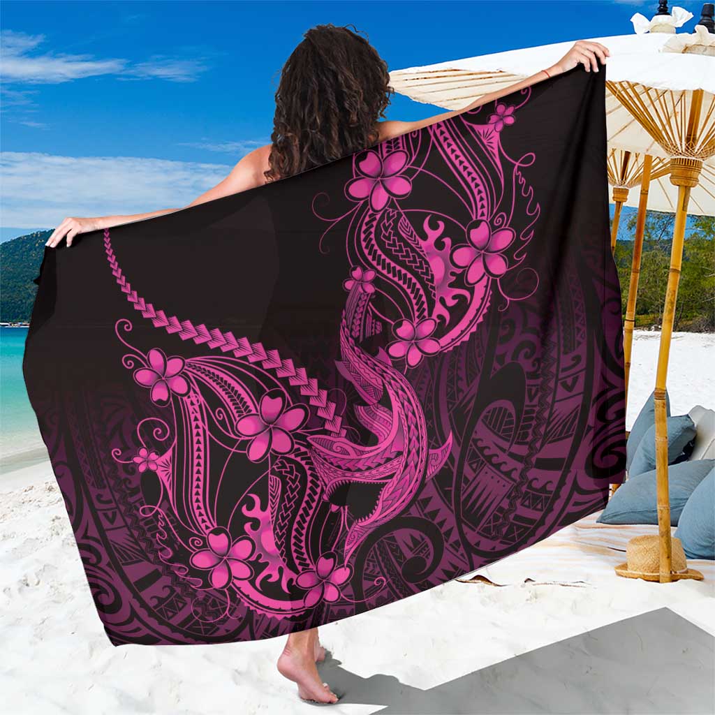 Pink Black Aloha Hawaii Sarong Polynesian Shark Tattoo With Plumeria LT14 One Size 44 x 66 inches Pink - Polynesian Pride