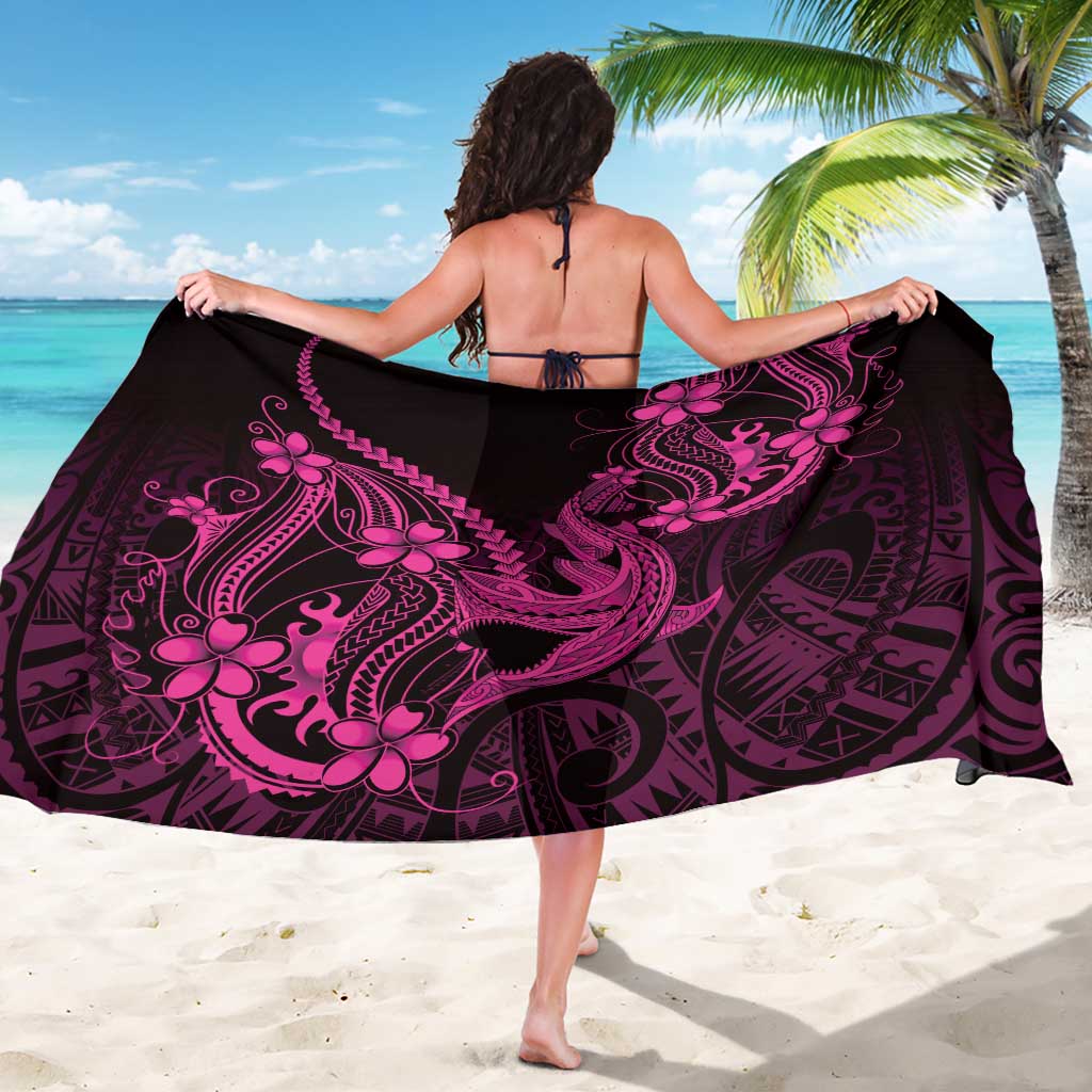 Pink Black Aloha Hawaii Sarong Polynesian Shark Tattoo With Plumeria - Polynesian Pride