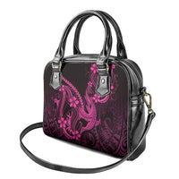 Pink Black Aloha Hawaii Shoulder Handbag Polynesian Shark Tattoo With Plumeria - Polynesian Pride