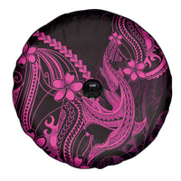 Pink Black Aloha Hawaii Spare Tire Cover Polynesian Shark Tattoo With Plumeria - Polynesian Pride