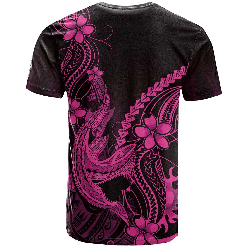 Pink Black Aloha Hawaii T Shirt Polynesian Shark Tattoo With Plumeria LT14 - Polynesian Pride