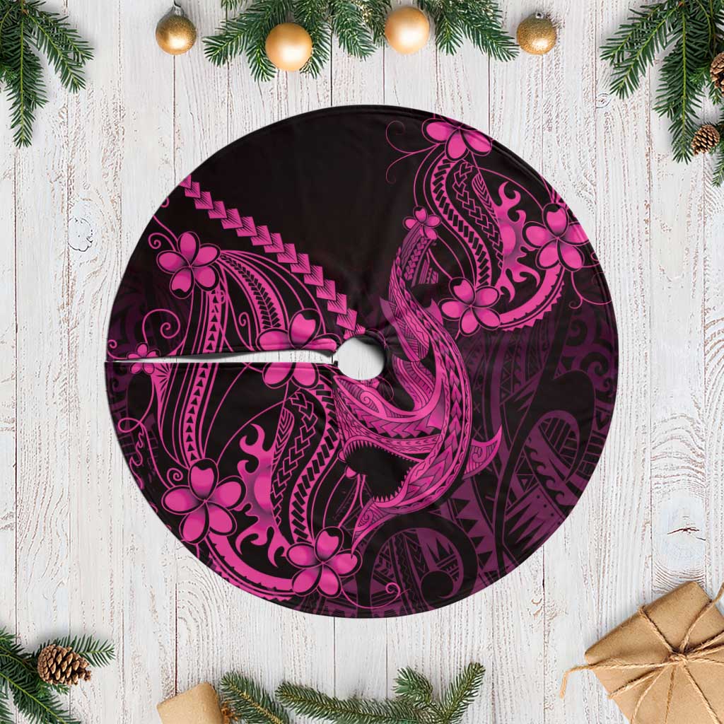 Pink Black Aloha Hawaii Tree Skirt Polynesian Shark Tattoo With Plumeria - Polynesian Pride
