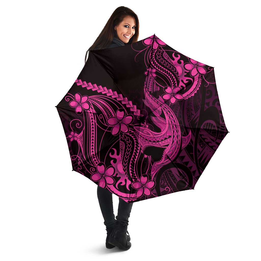 Pink Black Aloha Hawaii Umbrella Polynesian Shark Tattoo With Plumeria - Polynesian Pride