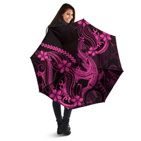 Pink Black Aloha Hawaii Umbrella Polynesian Shark Tattoo With Plumeria - Polynesian Pride