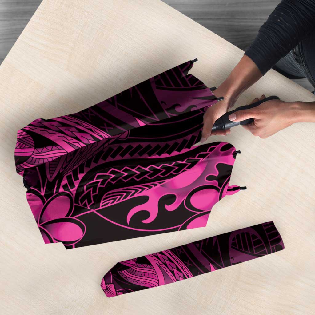 Pink Black Aloha Hawaii Umbrella Polynesian Shark Tattoo With Plumeria - Polynesian Pride