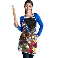 United States and American Samoa Apron USA Flag Eagle With Seal Tropical Flowers