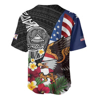 United States and American Samoa Baseball Jersey USA Flag Eagle With Seal Tropical Flowers