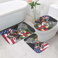 United States and American Samoa Bathroom Set USA Flag Eagle With Seal Tropical Flowers