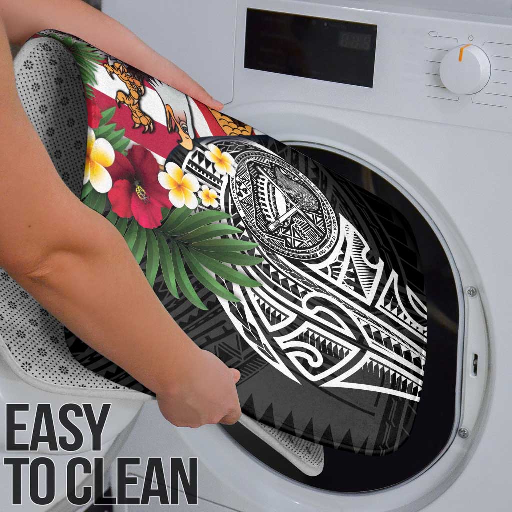 United States and American Samoa Bathroom Set USA Flag Eagle With Seal Tropical Flowers