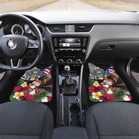 United States and American Samoa Car Mats USA Flag Eagle With Seal Tropical Flowers