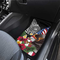 United States and American Samoa Car Mats USA Flag Eagle With Seal Tropical Flowers